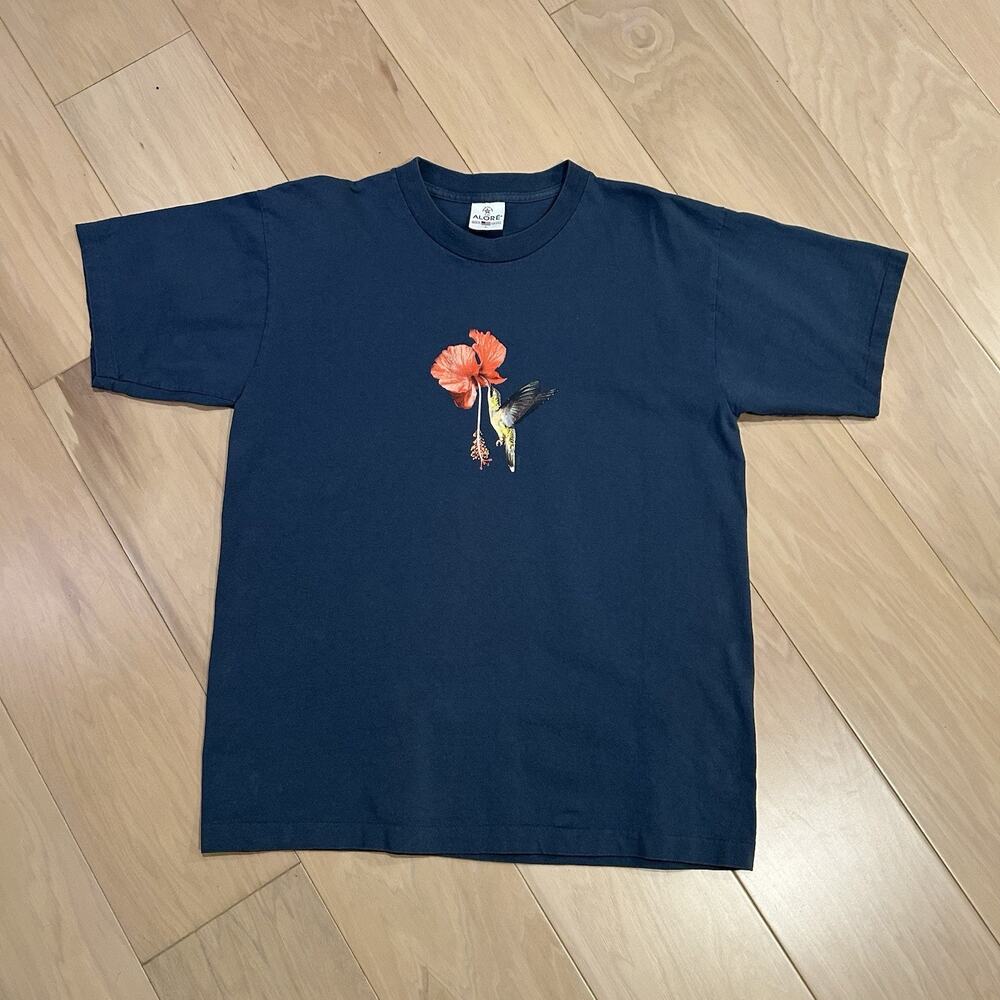 Vintage Hummingbird Tee Blue Short Sleeve Size Large